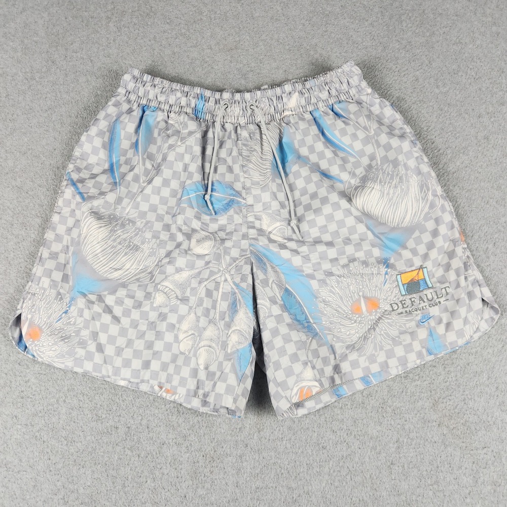 Nike Shorts Mens Medium Gray Default Racquet Club Checkerboard Floral Tennis 5"